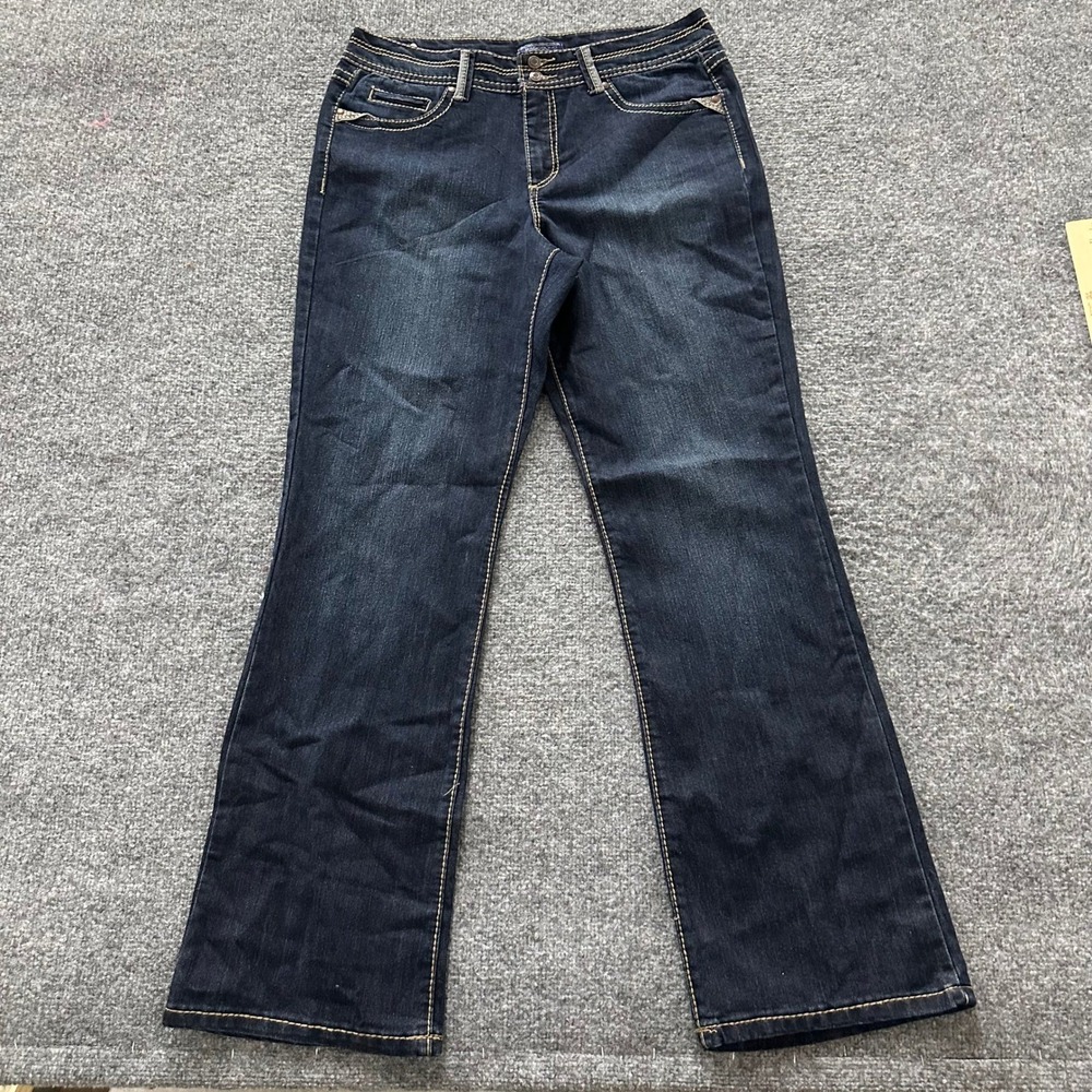 Bandolino Jeans Womens Size 10 Dark Wash Bootcut Stretch Denim Contrast Stitch